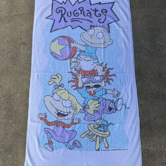 Vintage 90s Rugrats Nickelodeon Long Beach Bath Towel 29x55 - Picture 2 of 7